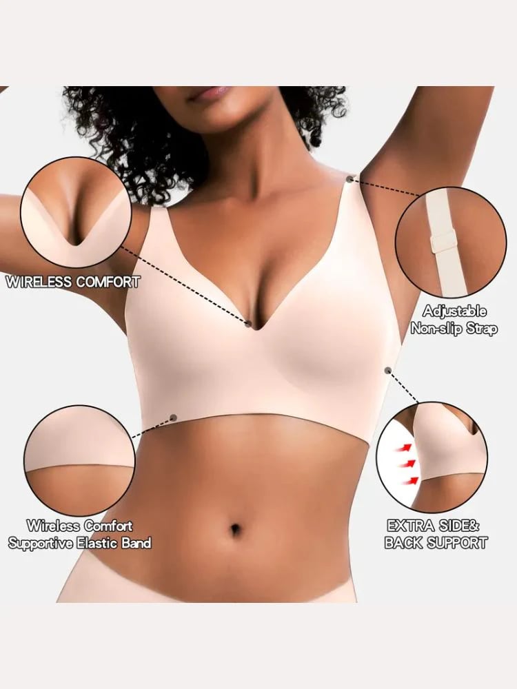 Wireless Seamless Deep-V Push-Up Bra