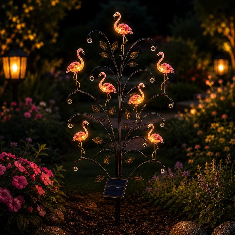 🦩Solar Bird Tree Stake Light – Flexible Colorful Glowing Outdoor Garden Landscape Light