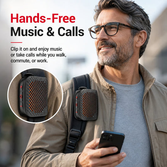 M3 Portable Bluetooth Speaker, TWS Stereo Sound, IPX7 Waterproof, Magnetic Clip-On Wearable Speaker