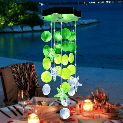 ✨Summer Garden Decor✨Colorful Solar Outdoor Shell Wind Chime Hanging Light!