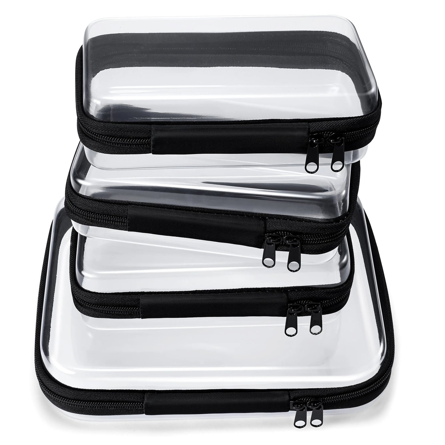 🌟Clear Organizer Storage Box 🌟4PCS Clear Hard Zipper Case PVC Plastic Clear Storage Containers