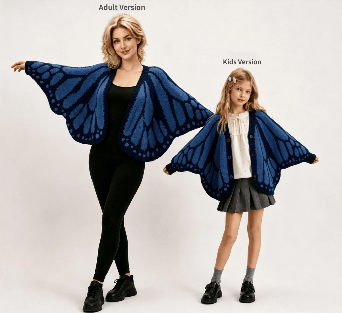 🦋Monarch butterfly-patterned knit cape/shawl-style cardigan