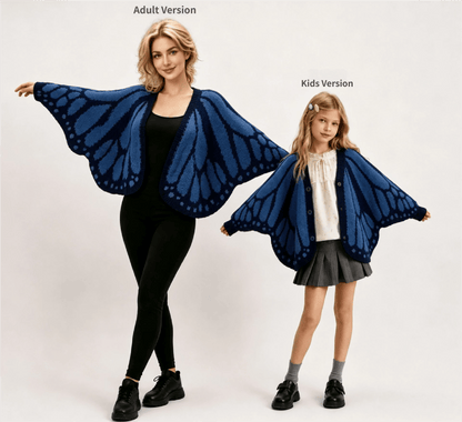 🦋Monarch butterfly-patterned knit cape/shawl-style cardigan