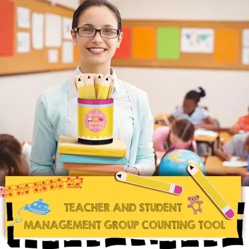 121 Pcs Back to School Teacher Gift Flip Name Sticks Set with Storage Cup