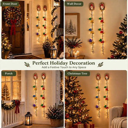 Handmade Climbing Gnome Christmas StringLights, Indoor OutdoorWall Hanging Holiday Decor