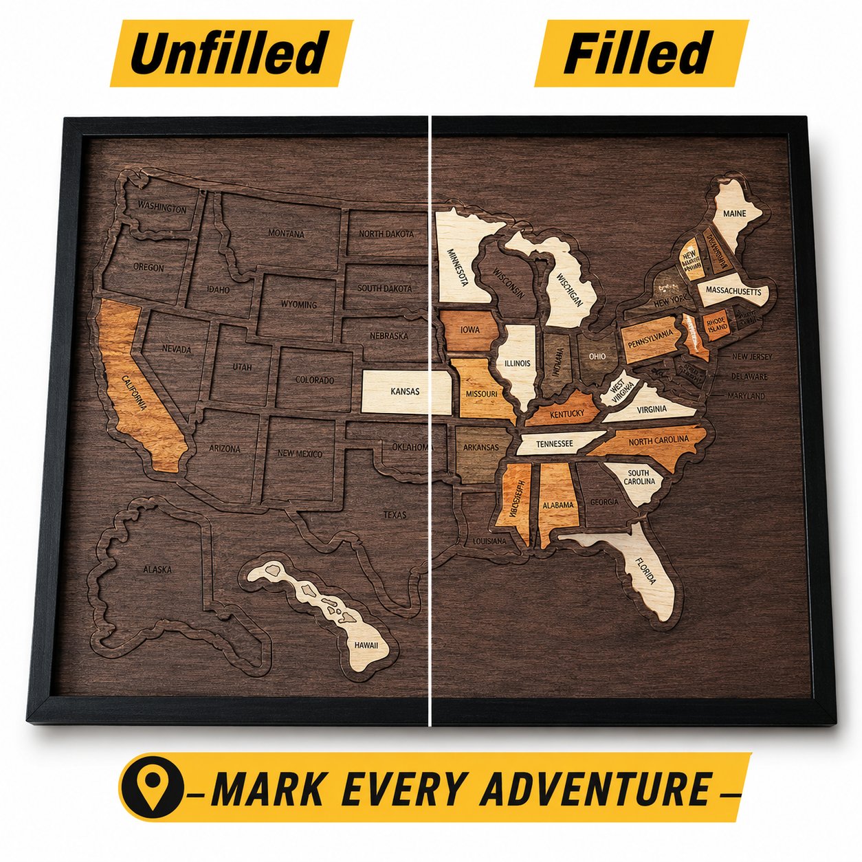 🗺️ Wooden US Travel Map | Removable State Puzzle to Track Your Road Trip Adventures! ✈️