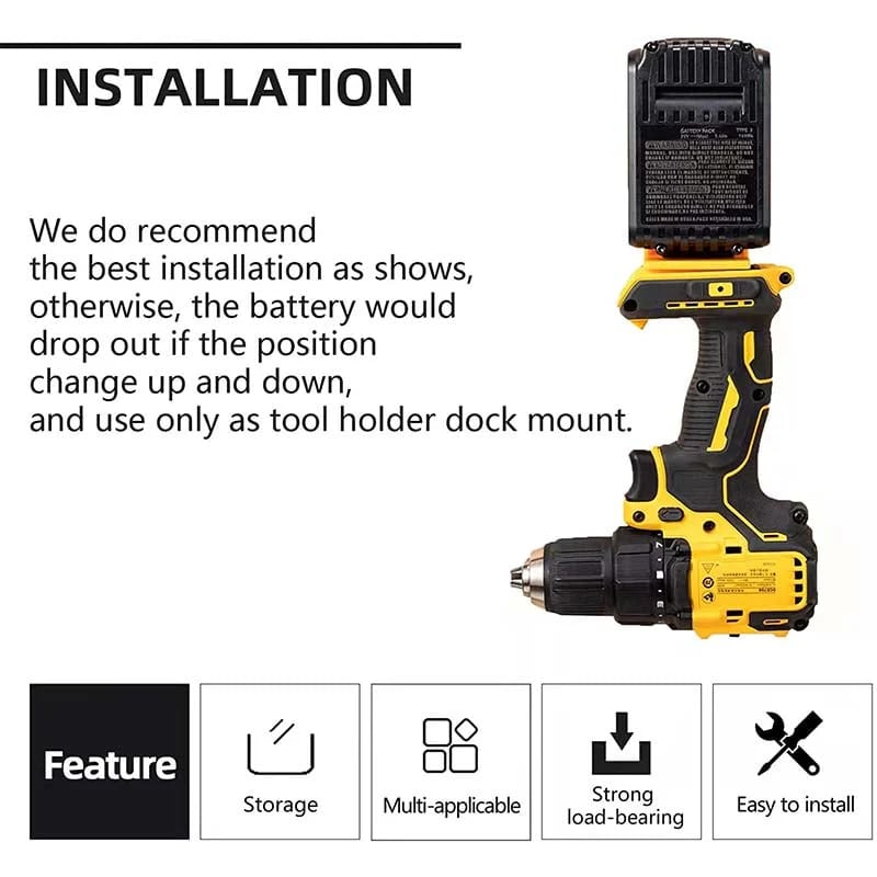5-Pack 2-in-1 Power Tool & Battery Holder Mounts for Dewalt/Milwaukee 18V Li-ion Batteries & Cordless Tools