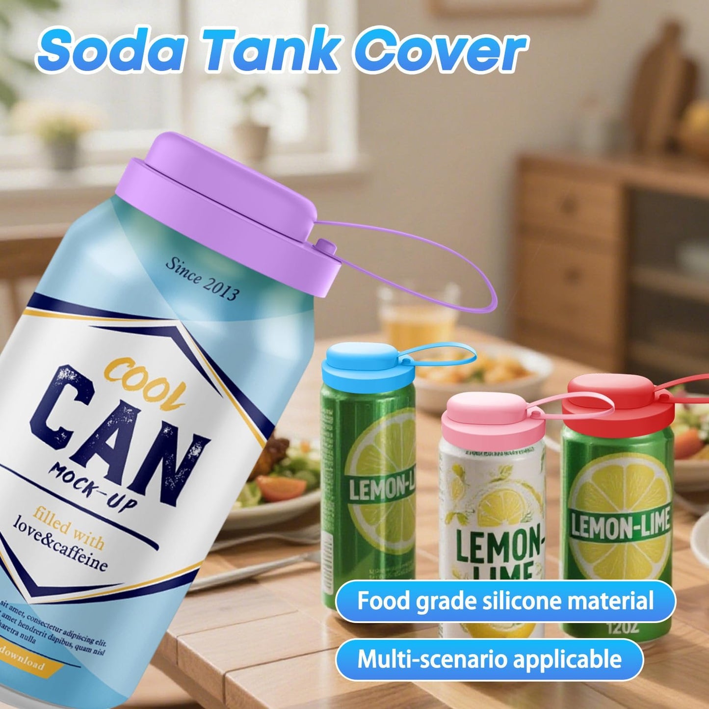 3pcs Soda Can Lids with Straws, Reusable Silicone Pop Can Lids for Canned, BPA-Free