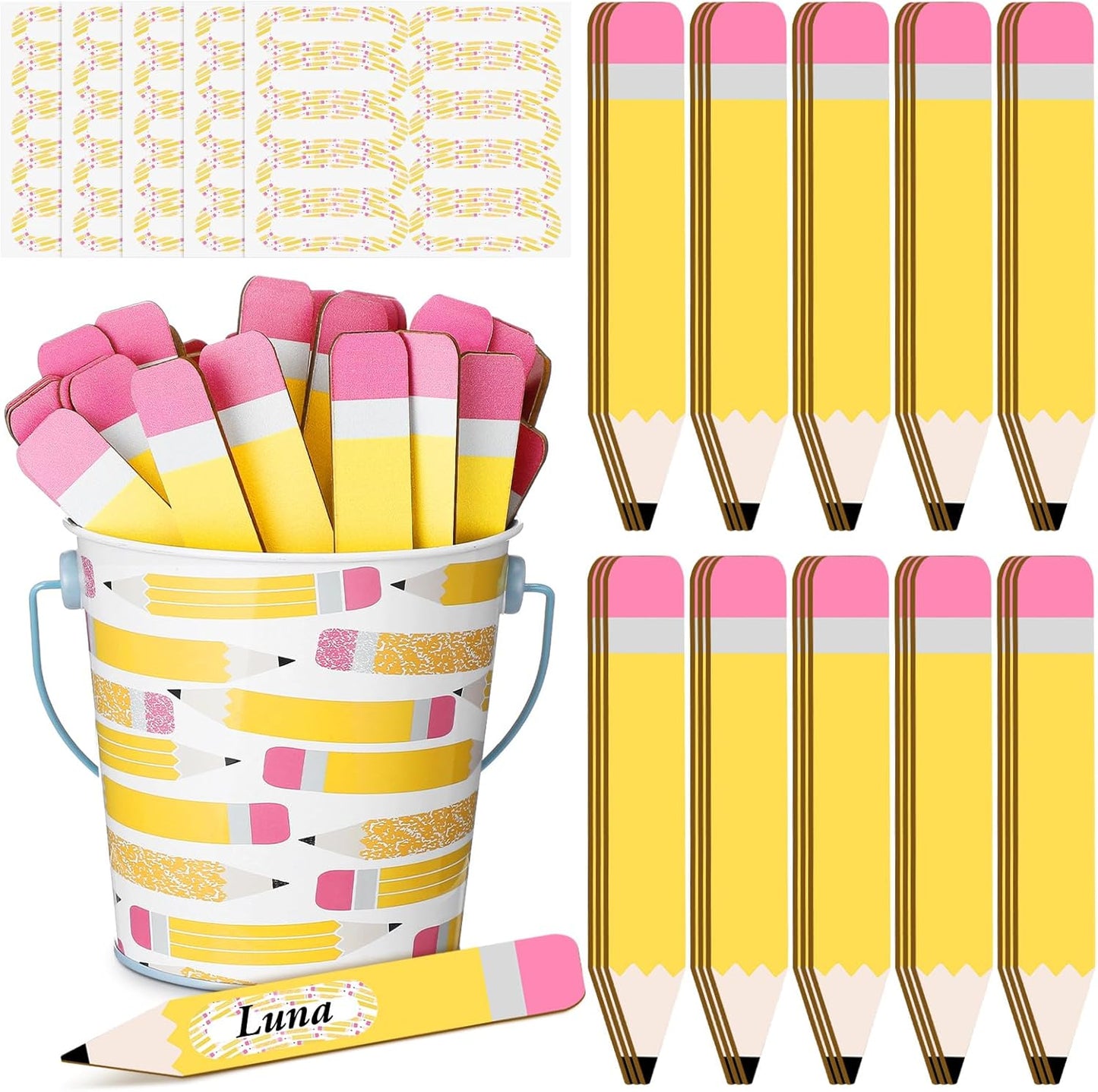 121 Pcs Back to School Teacher Gift Flip Name Sticks Set with Storage Cup