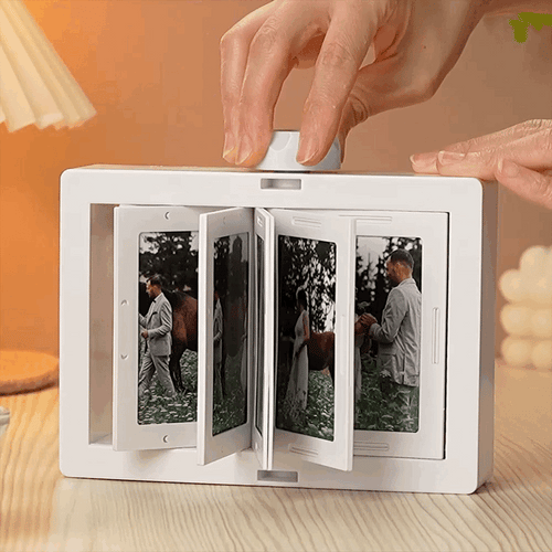 Personalized Rotating Photo Frame Carousel Custom Photo Desktop Photo Reel Flip & Spin Photo Box