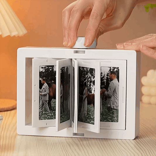 Personalized Rotating Photo Frame Carousel Custom Photo Desktop Photo Reel Flip & Spin Photo Box