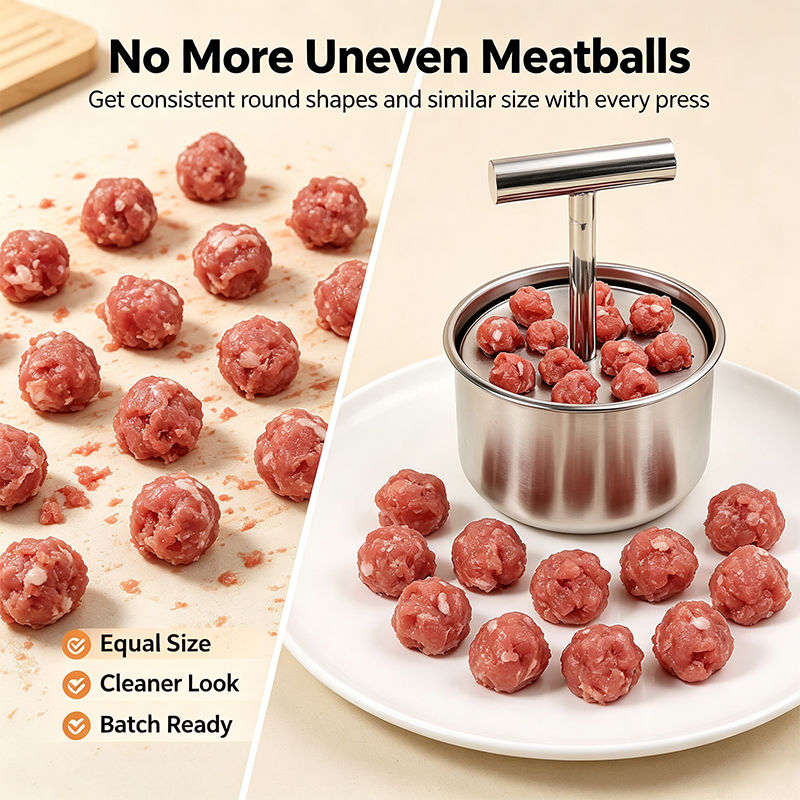 Stainless Steel Meatball Maker with 6 Holes for Quick DIY Meatballs, Fish Balls, Veggie Balls, and Ice Cream🥩