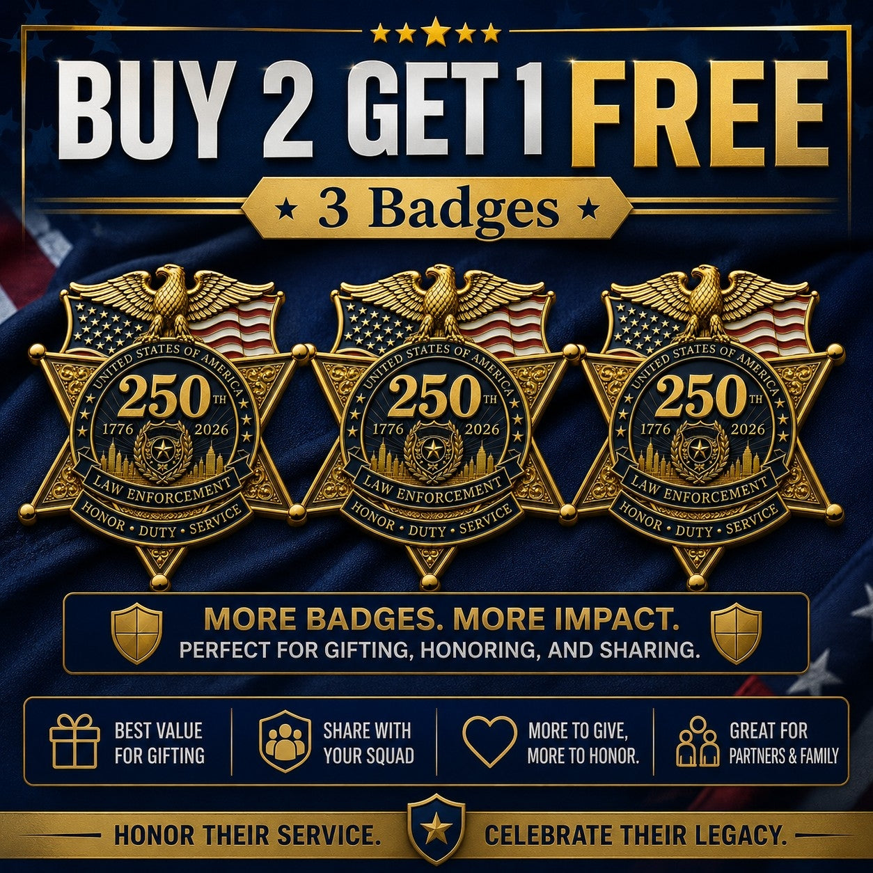 ⚡️Flash Sale 49% OFF - America 250 Law Enforcement Brooch