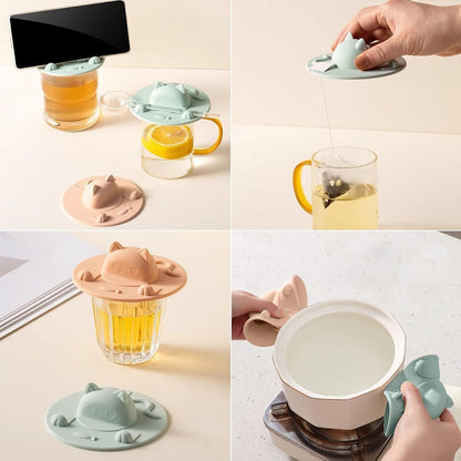 🎉🍵Universal Food-Grade Silicone Mug Lid (Cat Design)🐱