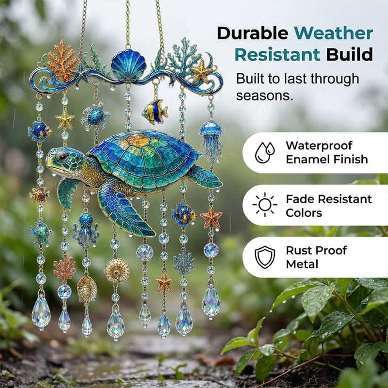 🔥HOT SALE🔥🐢Ocean Animal Acrylic Wind Chime—2D Turtle/Dolphin/Whale Style Hanging Ornament, Outdoor Garden Balcony Decor Handmade Gift