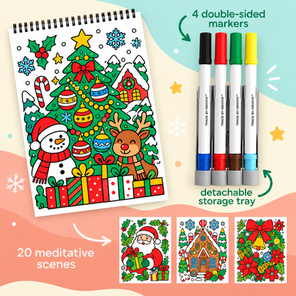🥳2026 HOT SALE🥳💞50K+ SOLD! 🥚 🌿Trace-By-Groove Guided Flow Art Coloring Pad with Double-Sided Markers 🎨