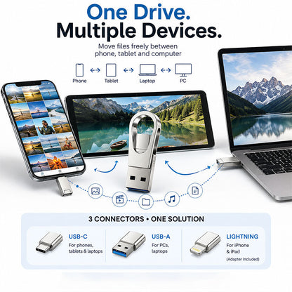 📱 3-in-1 Phone & Computer Flash Drive – Fast Photo & File Transfer