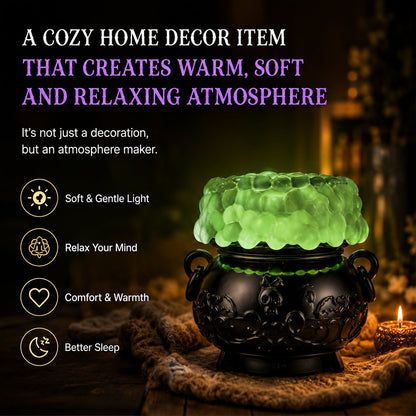 👻Light-up Color-changing Cauldron Waterglobe 3-Wick Candle Holder