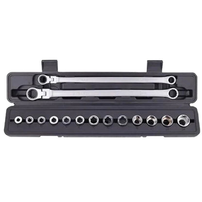 15pcs Adjustable Ratchet Wrench Kit