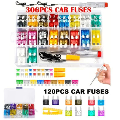 💯306PCS Car Blade Fuse Kit – Complete Auto Fuse Assortment with Tester & Puller