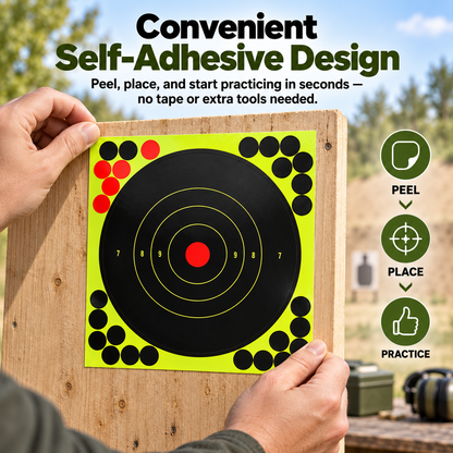 🎯 8' Peel-and-Stick Shooting Targets – 50-Pack Bullseye Stickers