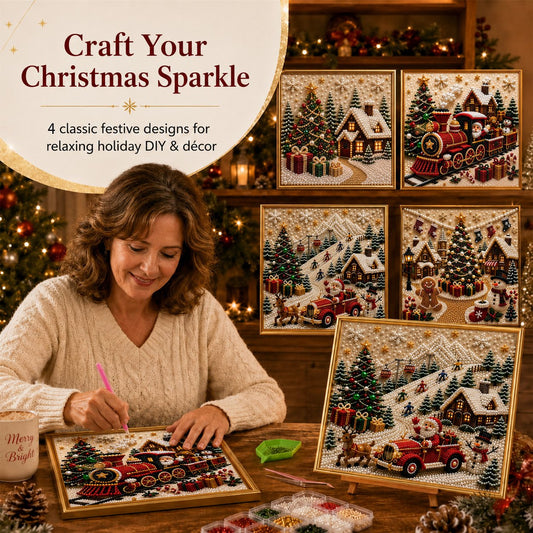 🔥HOT SALE🔥🎄🎅 Premium 3D Pearl Christmas Wall Art Kit | Luxury Flocked Canvas with Scratch-Resistant Non-Fading Pearl Beads DIY Holiday Decor ⛄️❄️