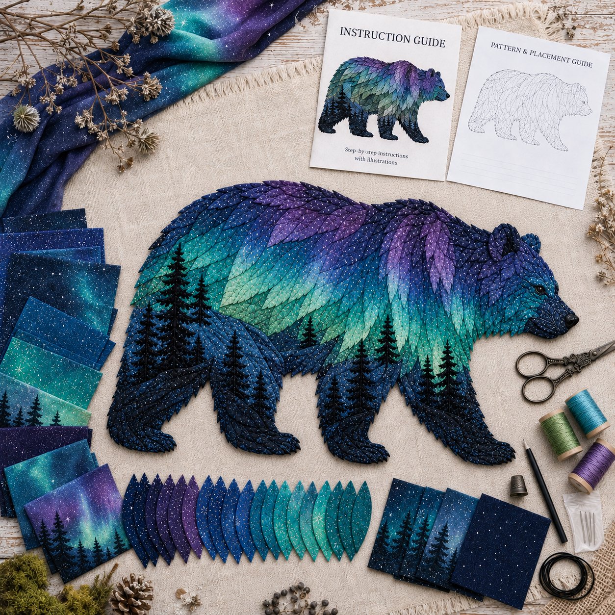⏳ Last Day 49% OFF – 🌌 Beginner-Friendly Northern Lights Wildlife DIY Patchwork Kit | Complete Kit with All Tools & Step-by-Step Guide Included 💕