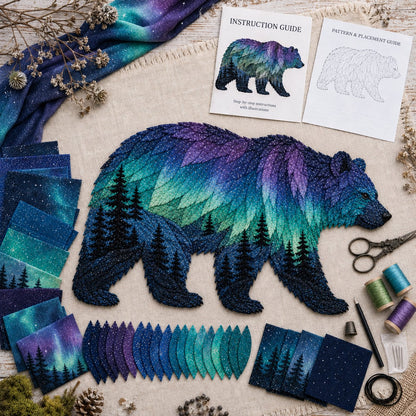 ⏳ Last Day 49% OFF – 🌌 Beginner-Friendly Northern Lights Wildlife DIY Patchwork Kit | Complete Kit with All Tools & Step-by-Step Guide Included 💕
