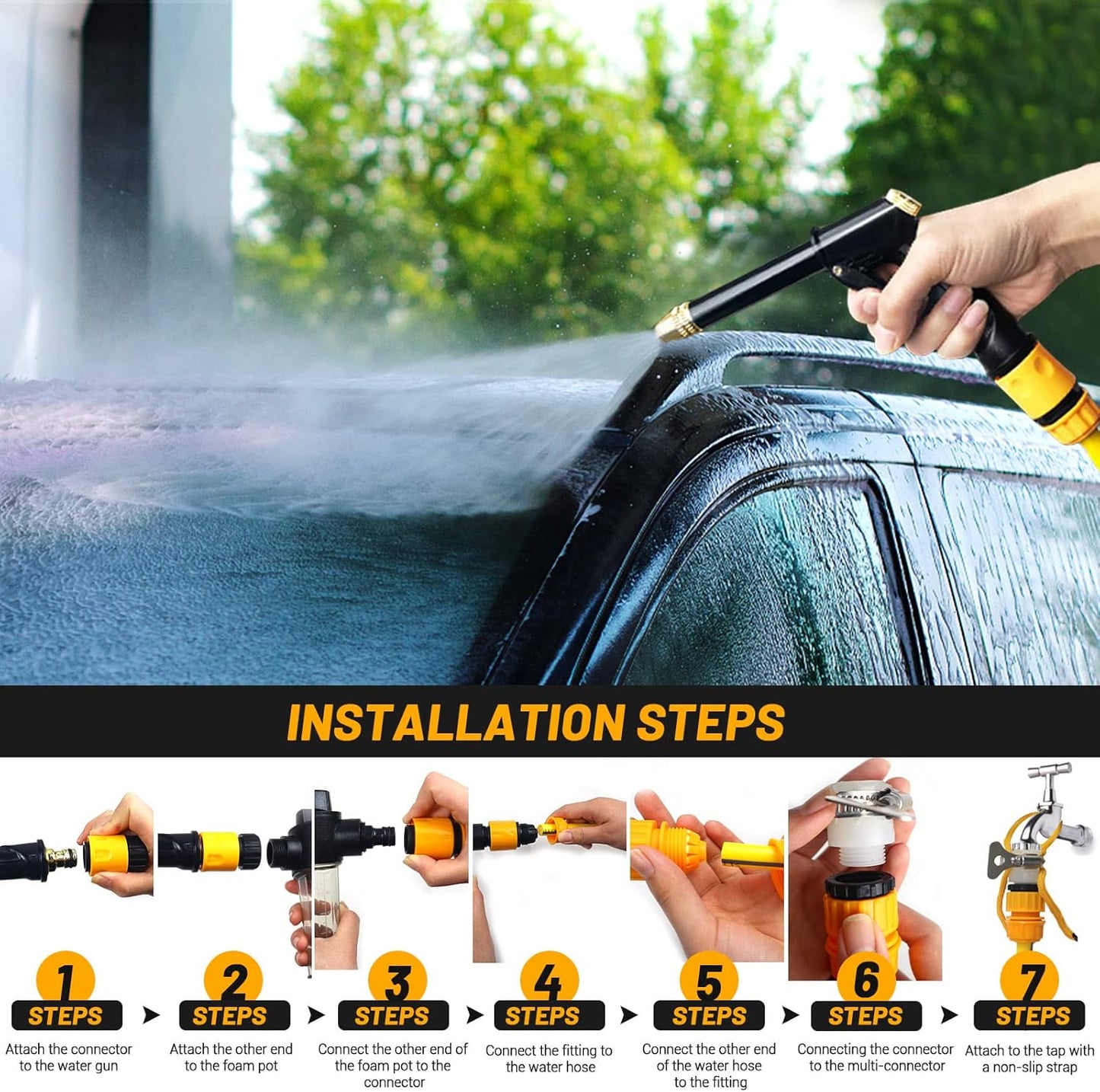 🔥[Father's Day Gift] Portable High-Pressure Spray Gun, Adjustable Hose Nozzle