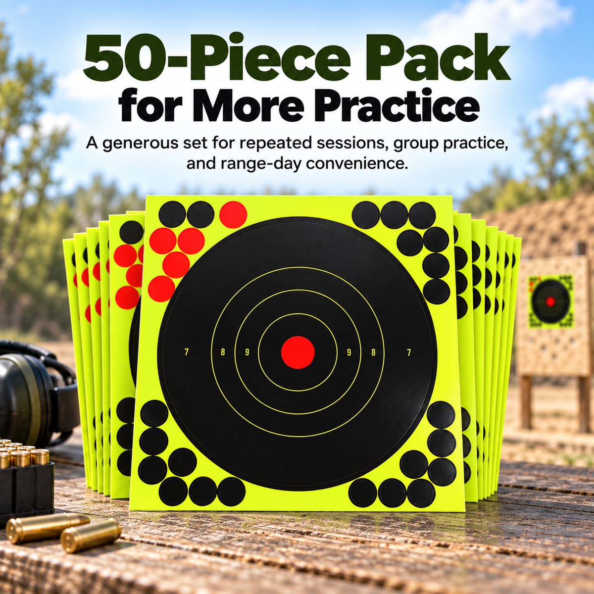 🎯 8' Peel-and-Stick Shooting Targets – 50-Pack Bullseye Stickers