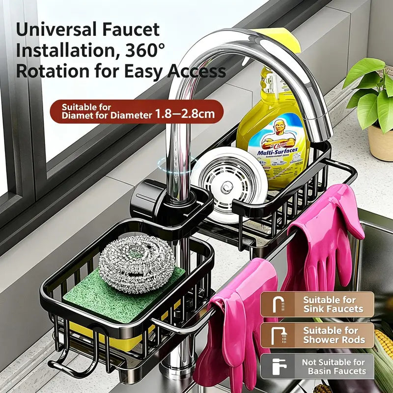 Hanging Faucet Drain Rack with Drip Tray Stainless Steel