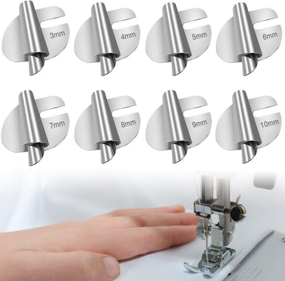 💯🧵8 PCS Stainless Steel Rolled Hemmer Foot Set | 3mm-10mm Sewing Hemming Guide