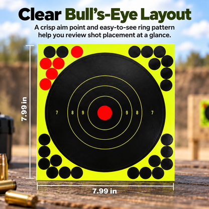 🎯 8' Peel-and-Stick Shooting Targets – 50-Pack Bullseye Stickers