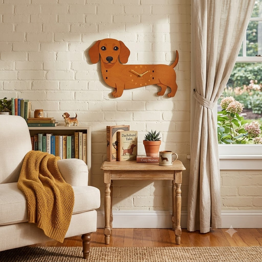 Swing Tail Dachshund Wooden Wall Clock 🐶
