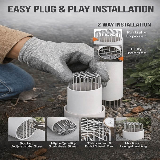 🛠️Esquirla Round Roof & Floor Drain Cover – Stainless Steel, Anti-Clog, Weatherproof