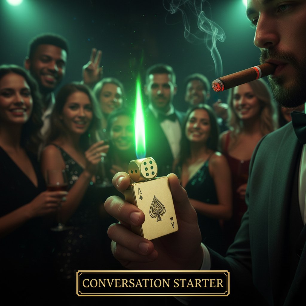 🎉Buy 1 Get 1 Free🎲Windproof Poker Dice Rotating Cigar Lighter, Butane Refill (Not Included)