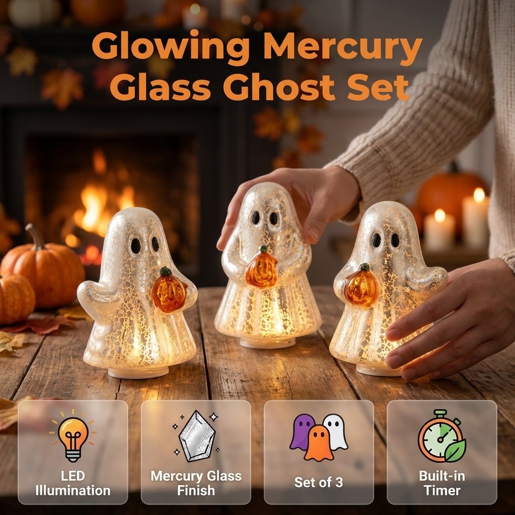 ⭐Light-Up Mercury Glass Ghost Figurines