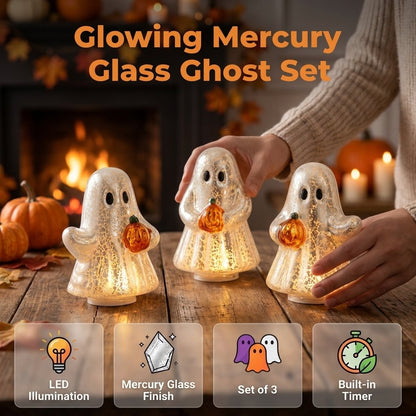 ⭐Light-Up Mercury Glass Ghost Figurines