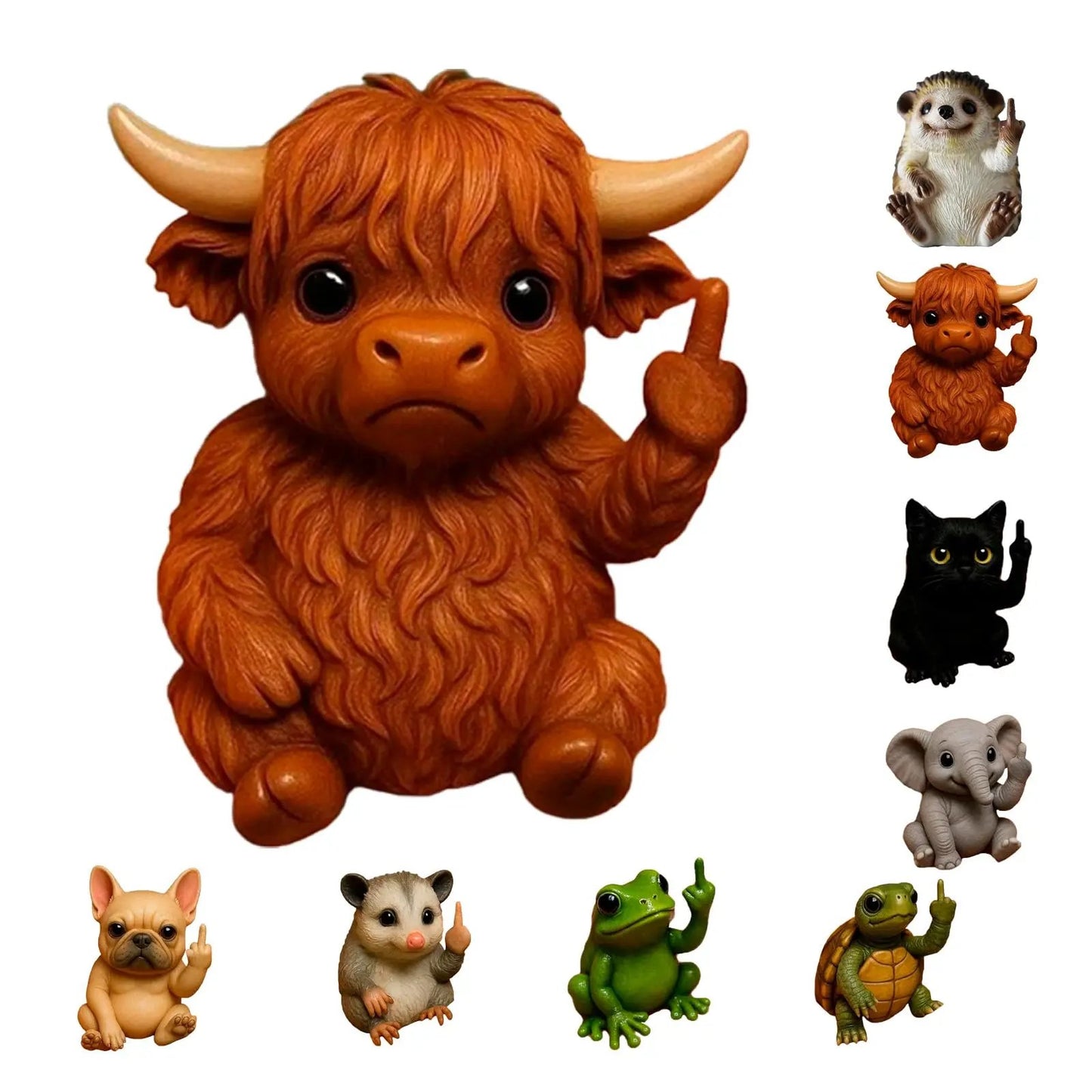 Funny Middle Finger Animal Statue 🖕 – Mini Resin Desk Decor, Cute Animal Figurine for Office, Car, Shelf & Home, Humorous Gag Gift 🎁