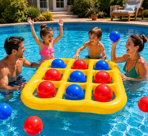 Premium Inflatable Tic-Tac-Toe Toss Game – Floating Pool & Lawn Interactive Activity Set for Family Fun, Kids & Adults