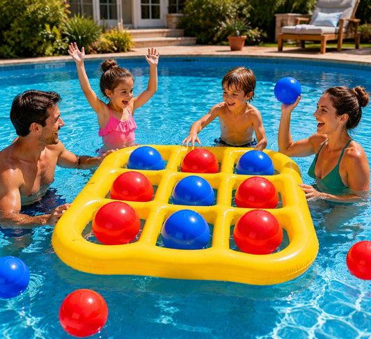 Premium Inflatable Tic-Tac-Toe Toss Game – Floating Pool & Lawn Interactive Activity Set for Family Fun, Kids & Adults