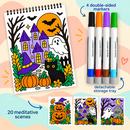 🥳2026 HOT SALE🥳💞50K+ SOLD! 🥚 🌿Trace-By-Groove Guided Flow Art Coloring Pad with Double-Sided Markers 🎨