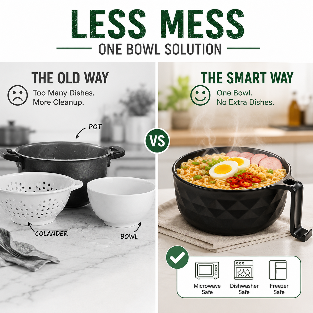 🍜 All-in-One Microwave Noodle Bowl Set | Cook, Drain & Enjoy in Minutes