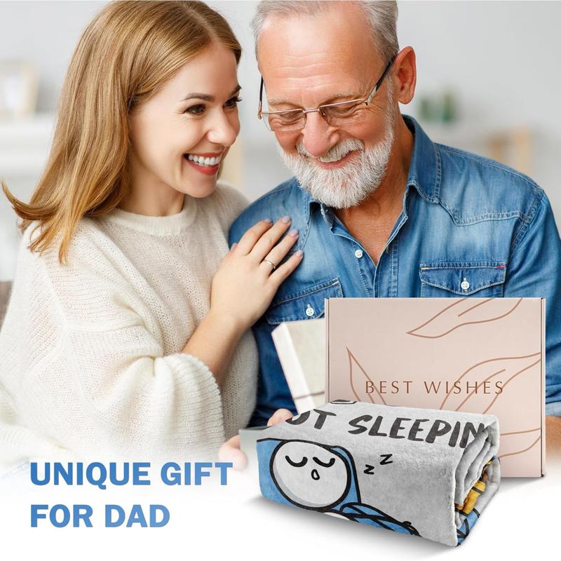 Funny Birthday Gift for Dad Husband, Dad Is Not Sleeping Flannel Blanket