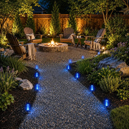 2026 Hot Sale💙 20-Pack Blue Bubble Solar Garden Stake Lights