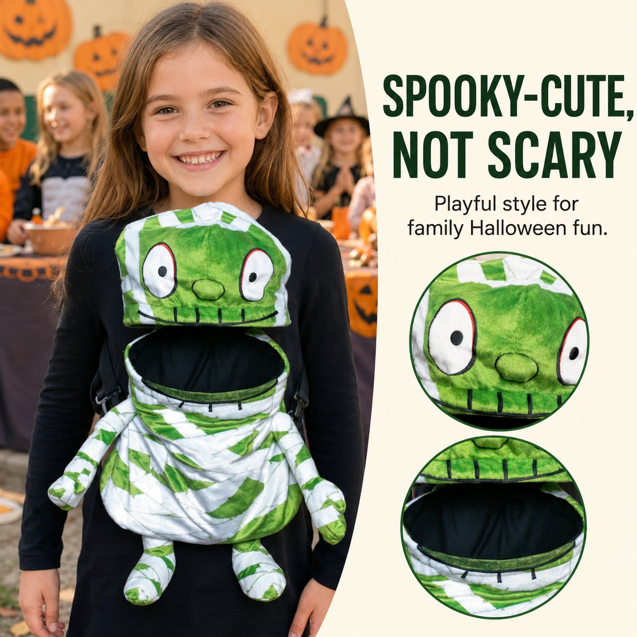 🧟🍬Hands-Free Musical Animated Mummy Children's Halloween Trick orTreat Bag with Wide-Open Mouth
