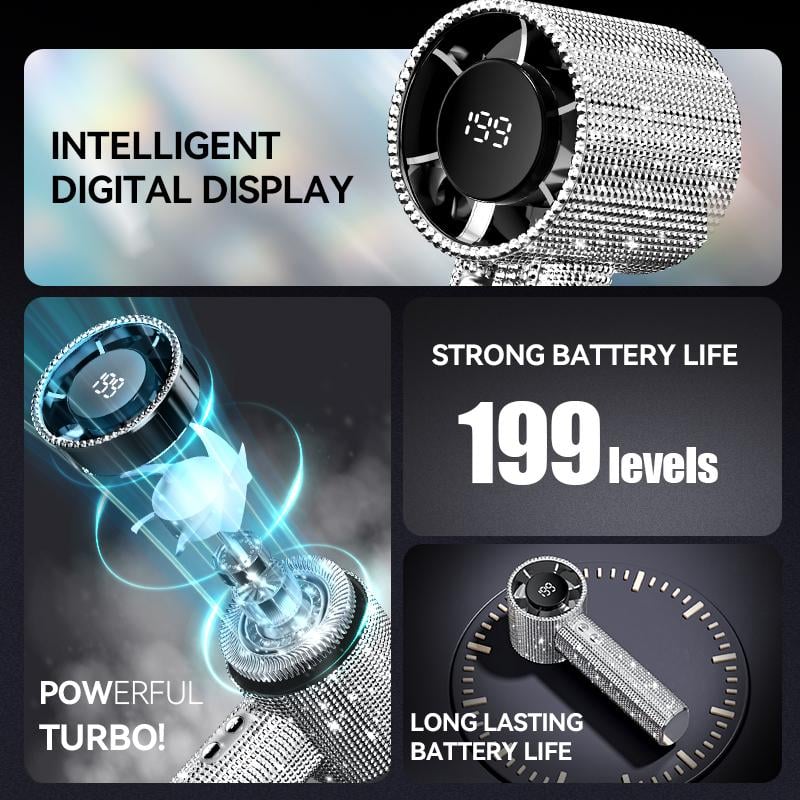 Full Diamond Luxury Craftsmanship Portable Handheld Turbo Fan