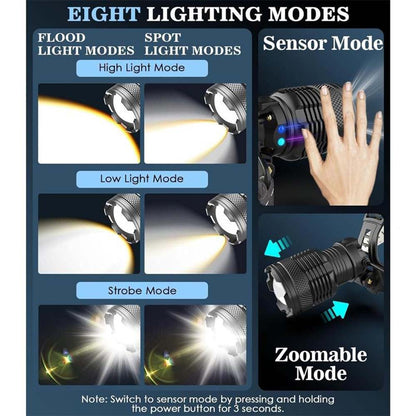 24-Hour Flash Deal⏰15000 lumen rechargeable headlamp-5H long battery life detachable
