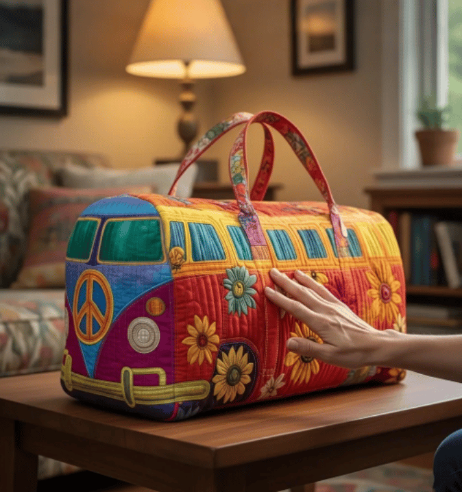 🔥Last Day 49% OFF -🚌👜Hippie Van Quilted Duffle Bag