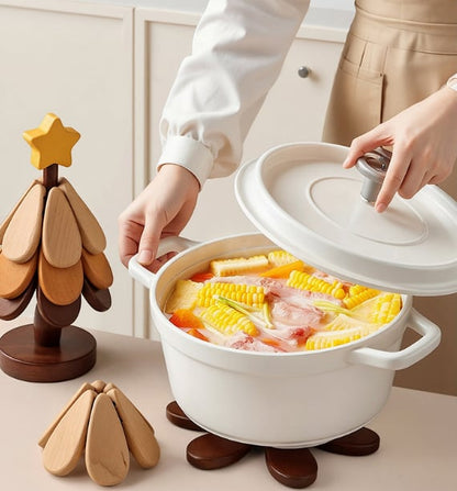 🔥Wood Christmas Tree Coaster Set